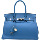 エルメス HERMES バーキン30 □R刻 ブルーパラダイス SV金具 トゴ レディース ハンドバッグ