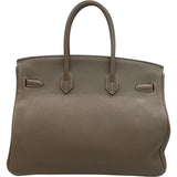 エルメス HERMES バーキン35 □P刻 エトゥープ SV金具 トゴ レディース ハンドバッグ