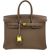 エルメス HERMES バーキン25 B刻 エトゥープ GD金具 トゴ レディース ハンドバッグ