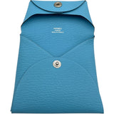 エルメス HERMES バスティア W刻 セレスト SV金具 シェーブル レディース コインケース
