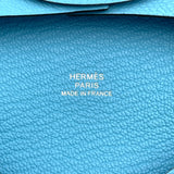エルメス HERMES バスティア W刻 セレスト SV金具 シェーブル レディース コインケース
