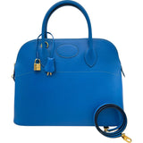 エルメス HERMES ボリード35 □D刻 ブルーフランス GD金具 クシュベル レディース ショルダーバッグ