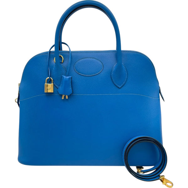 エルメス HERMES ボリード35 □D刻 ブルーフランス GD金具 クシュベル
