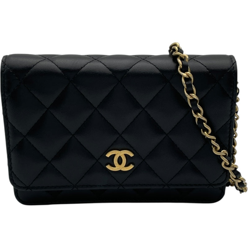 シャネル CHANEL フリルチェーンウォレット 30番台 ブラック GD金具 ラム レディース ショルダーバッグ シャネル CHANEL フリルチェーンウォレット 30番台 ブラック GD金具