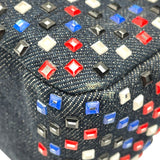 シャネル CHANEL マトラッセ25 A01112 22番台 ネイビー デニム・ビジュー レディース ショルダーバッグ