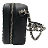 シャネル CHANEL CCフィリグリーミニバニティバッグ A84452　27番台 ブラック×ホワイト キャビアスキン レディース ショルダーバッグ