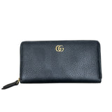 グッチ GUCCI ダブルG ジップアラウンドウォレット 456117 ブラック レザー ユニセックス 長財布