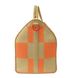 ルイ・ヴィトン LOUIS VUITTON キーポル・バンドリエール50 2021年春夏コレクション M57419 ベージュ×オレンジ ラフィア（ヤシ繊維）ダミエ・ジャイアント ユニセックス ボストンバッグ