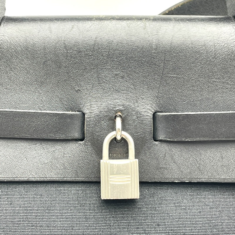 エルメス HERMES エールバッグMM ▢H刻 ブラック SV金具 トワル