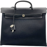 エルメス HERMES エールバッグMM ▢H刻 ブラック SV金具 トワル・レザー レディース ハンドバッグ
