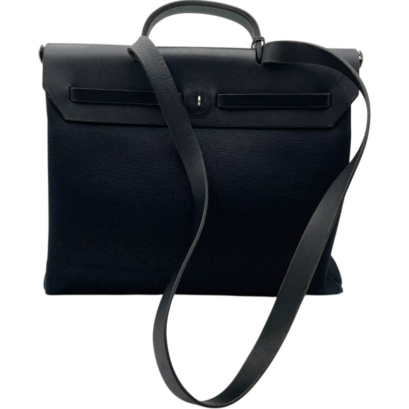 エルメス黒いレザー手袋 バックル付き エルメス HERMES エールバッグMM ▢H刻 ブラック SV金具 トワル