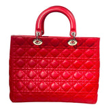 クリスチャン・ディオール Christian Dior レディディオールラージ レッド/シルバー金具 レディース トートバッグ