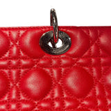 クリスチャン・ディオール Christian Dior レディディオールラージ レッド/シルバー金具 レディース トートバッグ