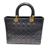 クリスチャン・ディオール Christian Dior レディディオールラージ ブラック カナージュラム レディース ハンドバッグ