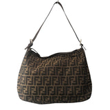 フェンディ FENDI ズッカ マンマ ワンショルダーバッグ ブラウン ナイロンジャガード レディース ショルダーバッグ