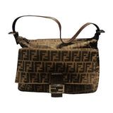 フェンディ FENDI ズッカ マンマ ワンショルダーバッグ ブラウン ナイロンジャガード レディース ショルダーバッグ