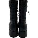 シャネル CHANEL CCマークレースアップレザーブーツ G37956 ブラック レザー レディース ブーツ