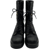 シャネル CHANEL CCマークレースアップレザーブーツ G37956 ブラック レザー レディース ブーツ