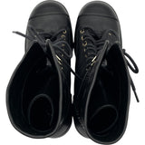 シャネル CHANEL CCマークレースアップレザーブーツ G37956 ブラック レザー レディース ブーツ