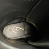 シャネル CHANEL CCマークレースアップレザーブーツ G37956 ブラック レザー レディース ブーツ