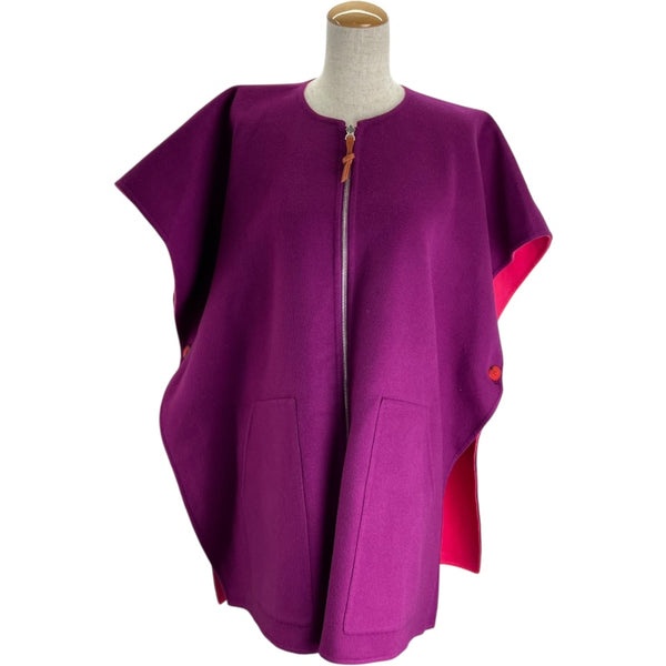 エルメス HERMES カシミヤケープコート 3E0222DZ パープル カシミヤ