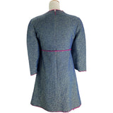 シャネル CHANEL ノーカラーツイードワンピース P45868 ブルー ポリエステル レディース ワンピース