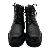 シャネル CHANEL チェーン装飾レザーショートブーツ G39332 ブラック レザー レディース ブーツ