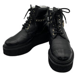 シャネル CHANEL チェーン装飾レザーショートブーツ G39332 ブラック レザー レディース ブーツ