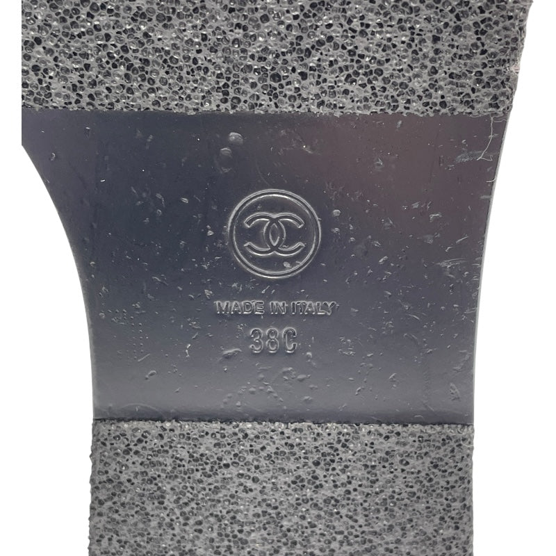 シャネル CHANEL チェーン装飾レザーショートブーツ G39332 ブラック