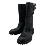 シャネル CHANEL キルティングエンジニアブーツ G29478 ブラック レザー レディース ブーツ