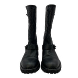 シャネル CHANEL キルティングエンジニアブーツ G29478 ブラック レザー レディース ブーツ