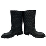 シャネル CHANEL キルティングエンジニアブーツ G29478 ブラック レザー レディース ブーツ