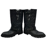 シャネル CHANEL キルティングエンジニアブーツ G29478 ブラック レザー レディース ブーツ