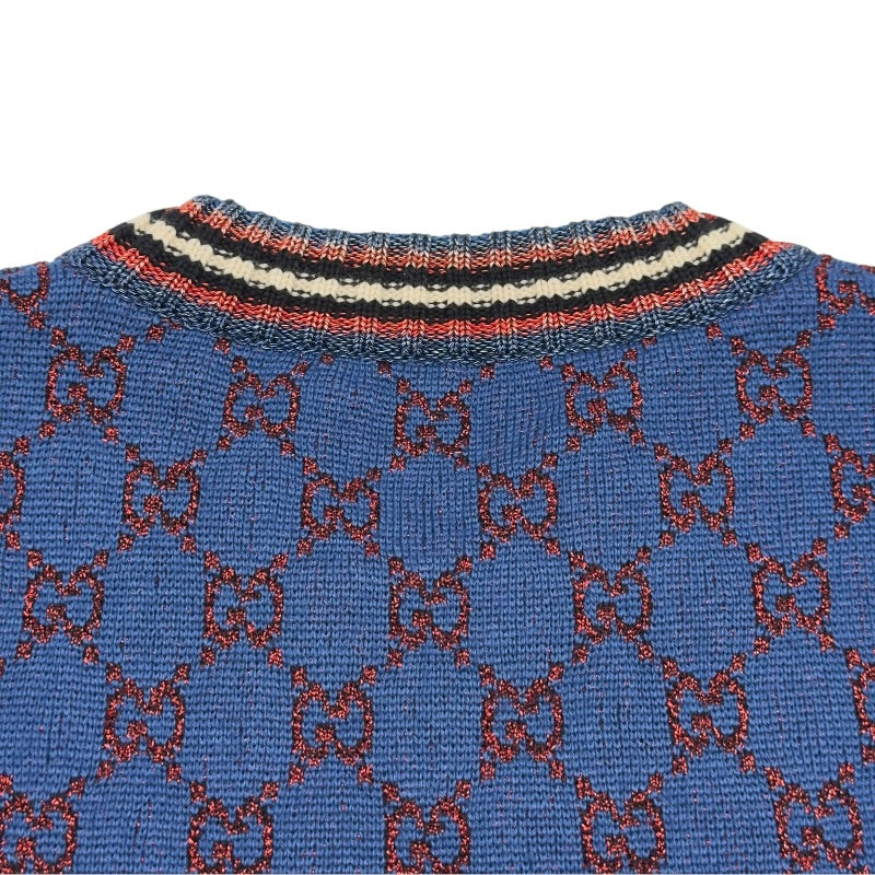 グッチ GUCCI GG総柄ニットセーター 478728 ブルー ウール レディース