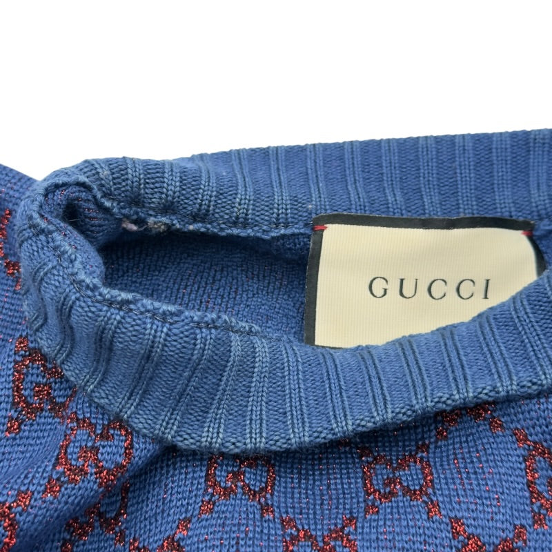 グッチ GUCCI GG総柄ニットセーター 478728 ブルー ウール レディース