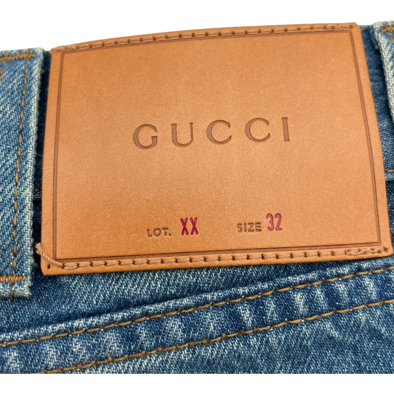 グッチ GUCCI ダメージ加工エンブロイダリーデニムパンツ 430366