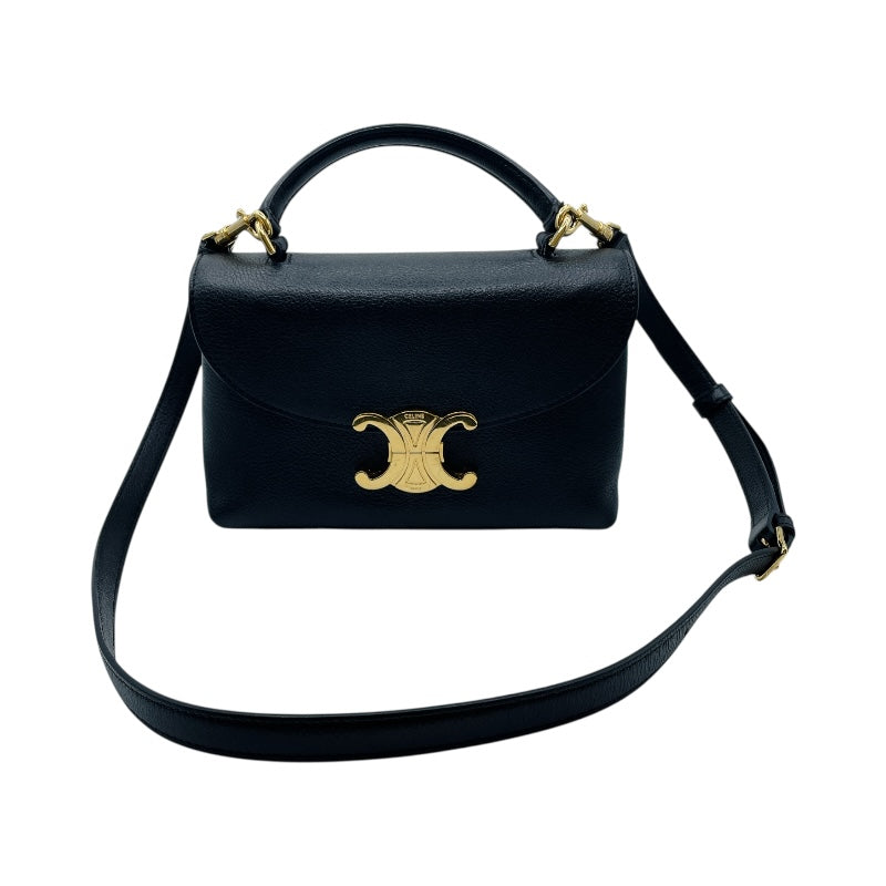 セリーヌ CELINE ティーン ニノバッグ ブラック ゴールド金具 グレインカーフ レディース ショルダーバッグ セリーヌ CELINE ティーン ニノバッグ ブラック ゴールド金具 グレイン