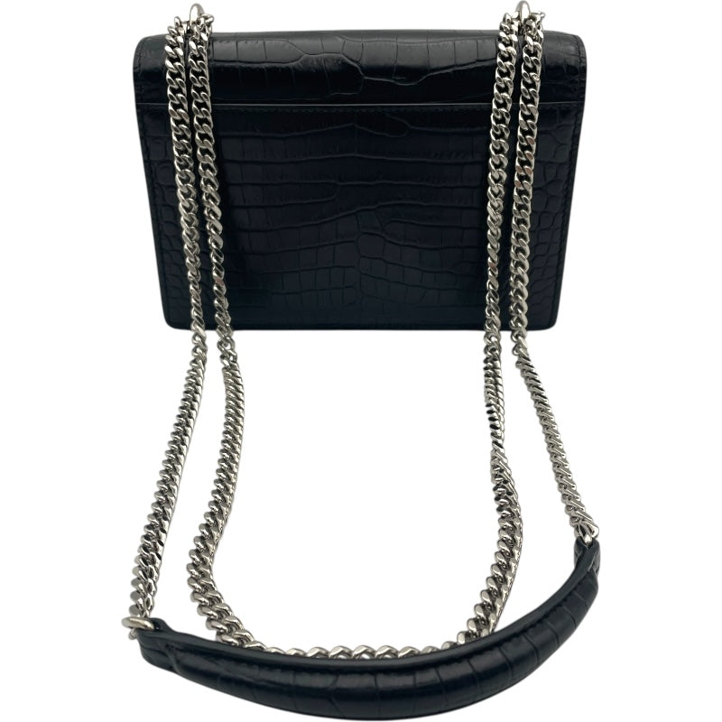 サンローラン SAINT LAURENT サンセット チェーンウォレット 452157 ブラック SV金具 クロコ型押しレザー レディース ショルダーバッグ サンローラン SAINT LAURENT サンセット チェーンウォレット 452157