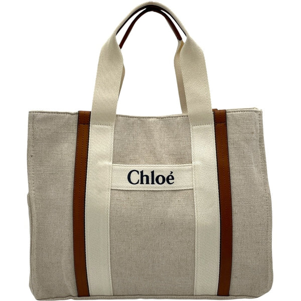 クロエ Chloe ロゴ マザーズバッグ アイボリー キャンバス・レザー