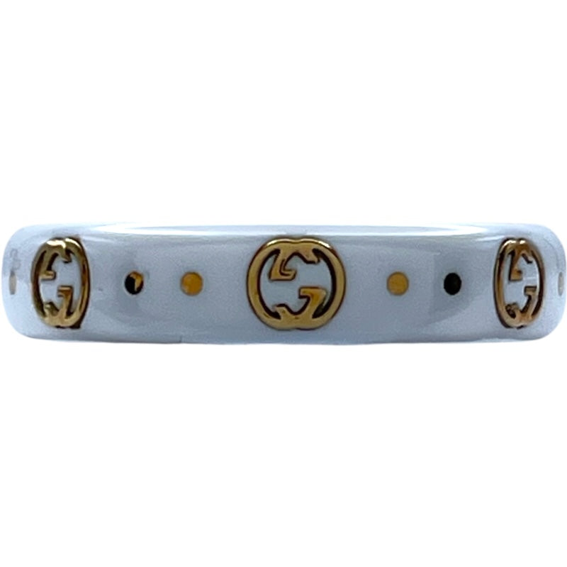 グッチ GUCCI インターロッキングリング ホワイト/ゴールド Au750