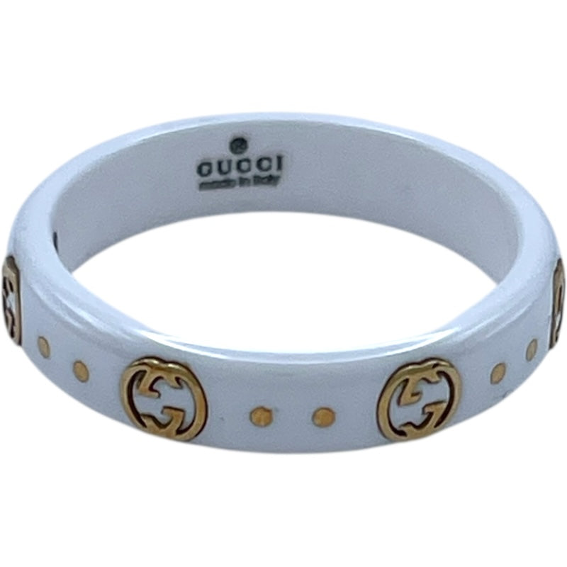 GUCCI グッチ GGリング 750 K18 ホワイトゴールド 約14号 グッチ GUCCI インターロッキングリング ホワイト/ゴールド Au750