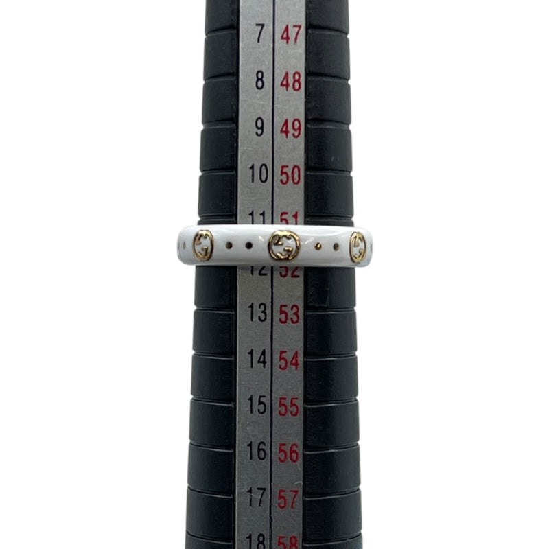 グッチ GUCCI インターロッキングリング ホワイト/ゴールド Au750