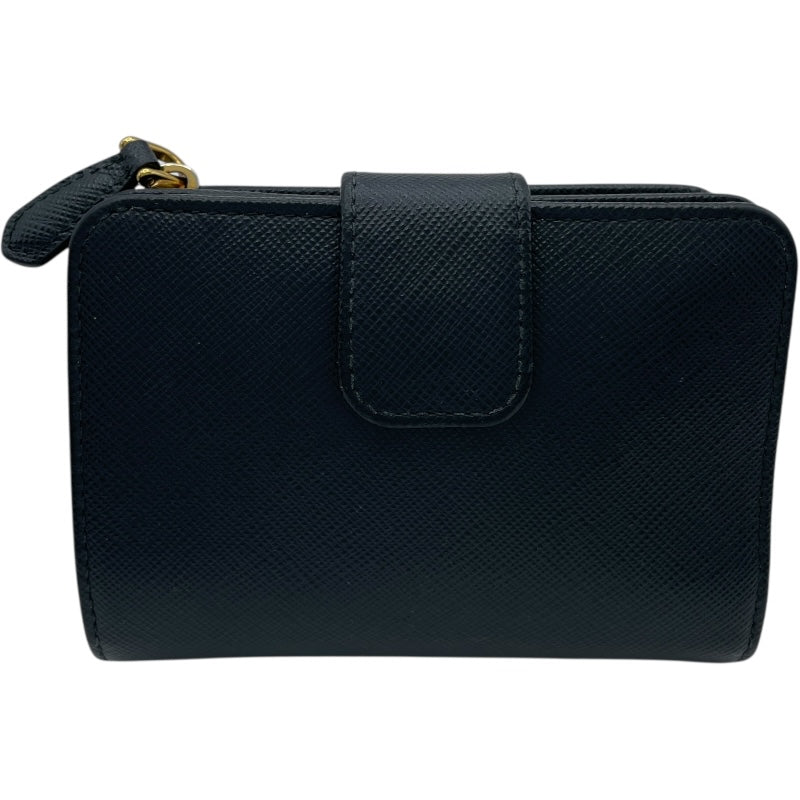 ✨極美品　付属品完備　レア✨プラダ　二つ折り　サフィアーノ　ブラック　アップリケ プラダ PRADA サフィアーノ 二つ折り財布 1ML018 ブラック レザー