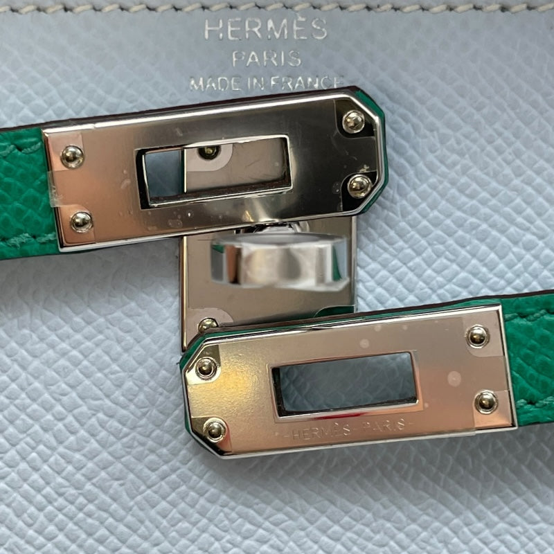 エルメス HERMES ケリー25 外縫い トリコロール Z刻 ブルーブリュム