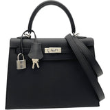 エルメス HERMES ケリー25 外縫い K刻印　(2025年製) ブラック　シルバー金具 ヴォーエプソン レディース ショルダーバッグ