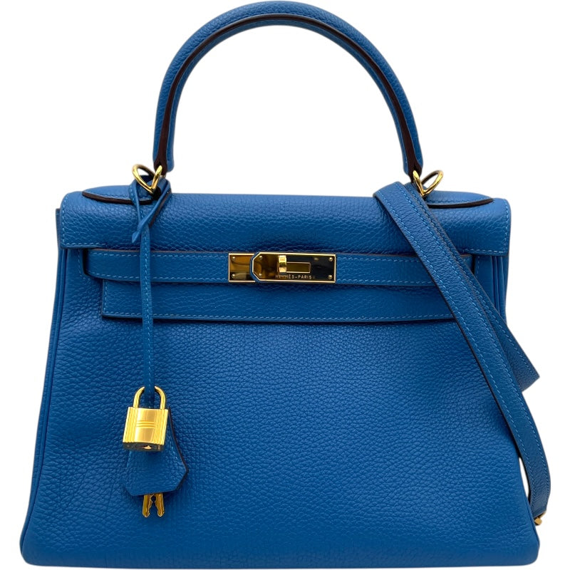 ショルダーバッグ エルメス　HERMES エルメス HERMES ケリー28 内縫い □O刻 ブルーゼリージュ トゴ