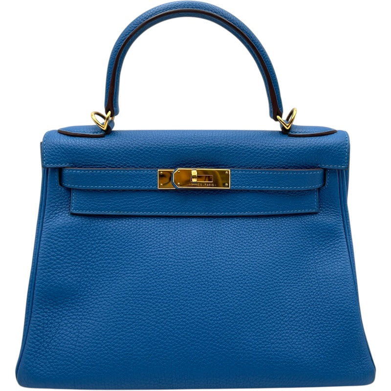 エルメス HERMES ケリー28 内縫い □O刻 ブルーゼリージュ トゴ