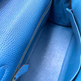 エルメス HERMES ケリー28 内縫い □O刻 ブルーゼリージュ トゴ レディース ショルダーバッグ