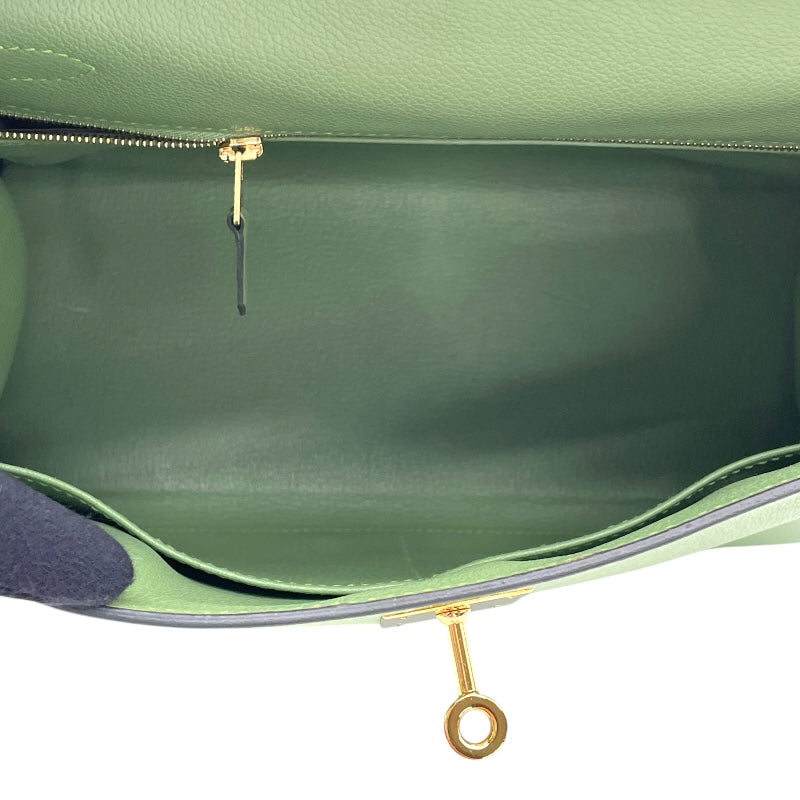 エルメス HERMES ケリー28 内縫い Y刻印　(2020年製) ヴェールクリケット　ゴールド金具 エバーカラー レディース ショルダーバッグ エルメス HERMES ケリー28 内縫い Y刻印 (2020年製) ヴェール