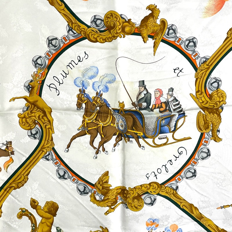 エルメス HERMES カレ90 PLUMES ET GRELOTS シルク レディース